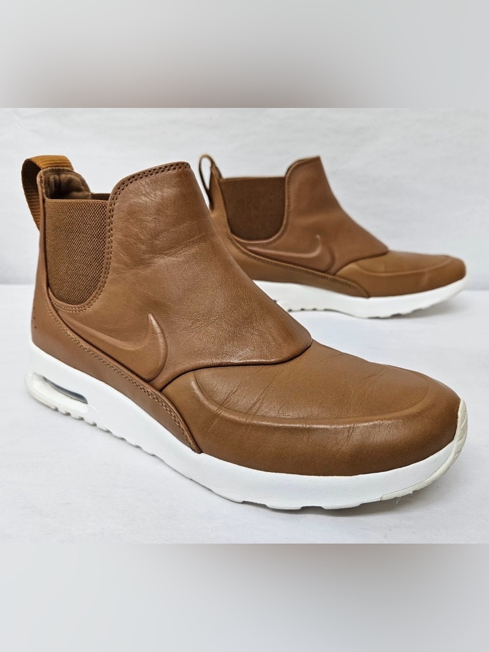 Nike Air Max Thea Mid Leather Tan Brown 859550-200 Winter Boots-Womens 6.5